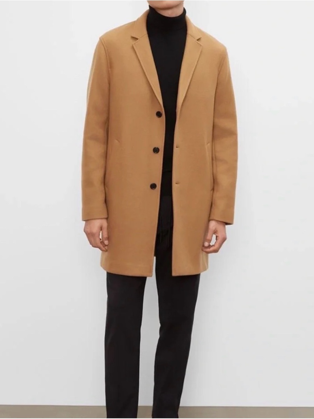 Club Monaco Men's Camel Wool Blend Pea Coat